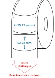 75.17 mm x 52.78 mm Étiquettes à rouleaux