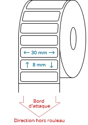 30 mm x 8 mm Étiquettes à rouleaux