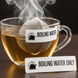 Tea Infuser Labels for Boiling Water