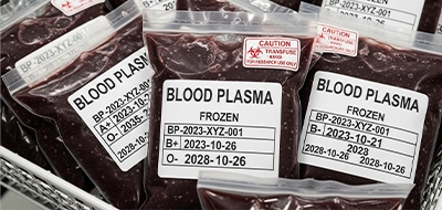 Blood Plasma Storage Labels 