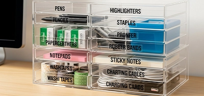 Clear Desk Organizer Labels 