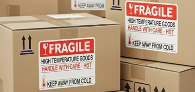 Fragile Item Labels for High-Temperature Goods 
