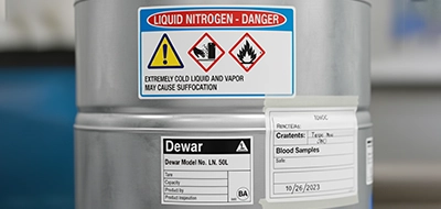 Liquid Nitrogen Storage Container Labels 